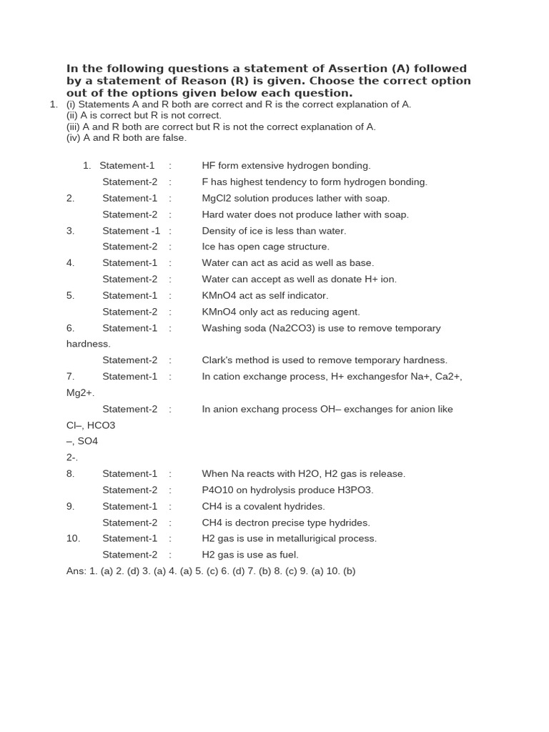 Assertion Reasoning | PDF