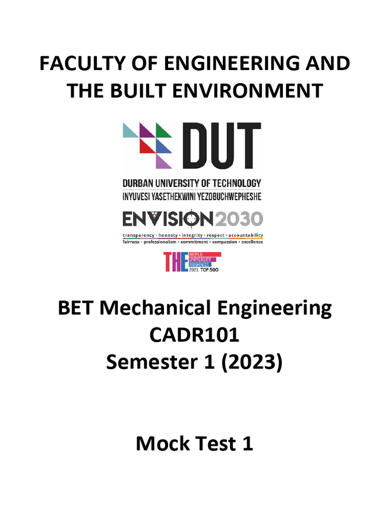 Mechanical Engineering CADR101 Mock Test | PDF