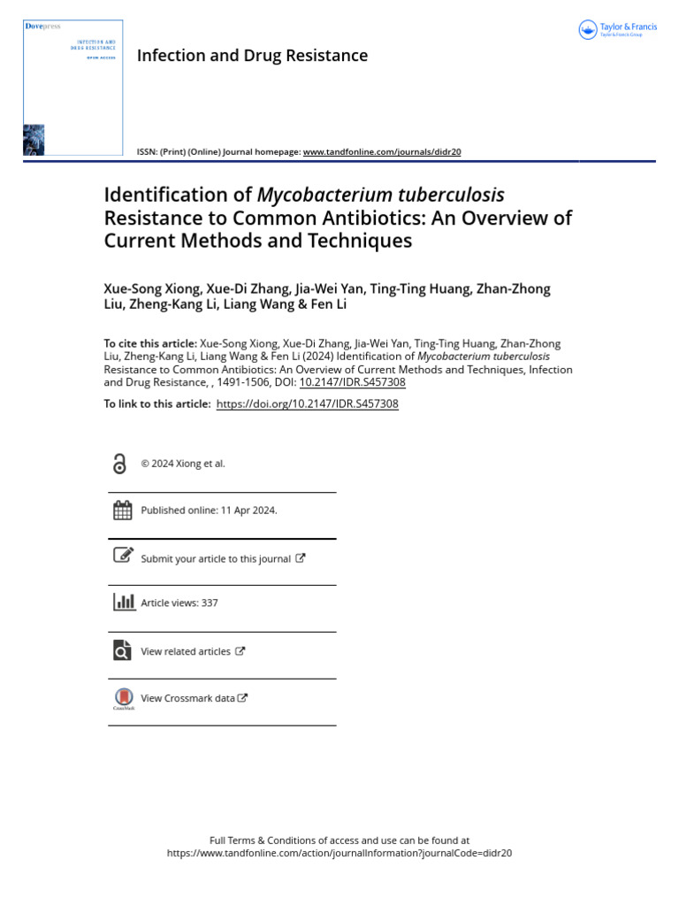 Identification of Mycobacterium Tuberculosis Resistance To Common ...