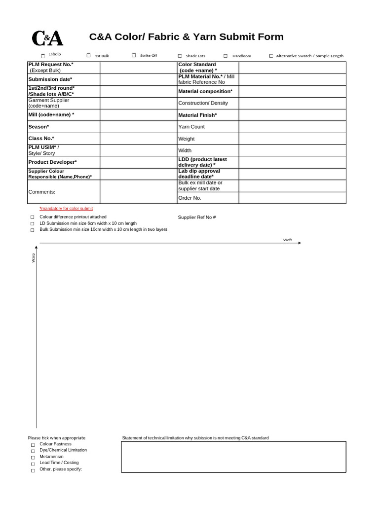 C&A Fabric Submission Guidelines | PDF | Weaving | Textile Arts