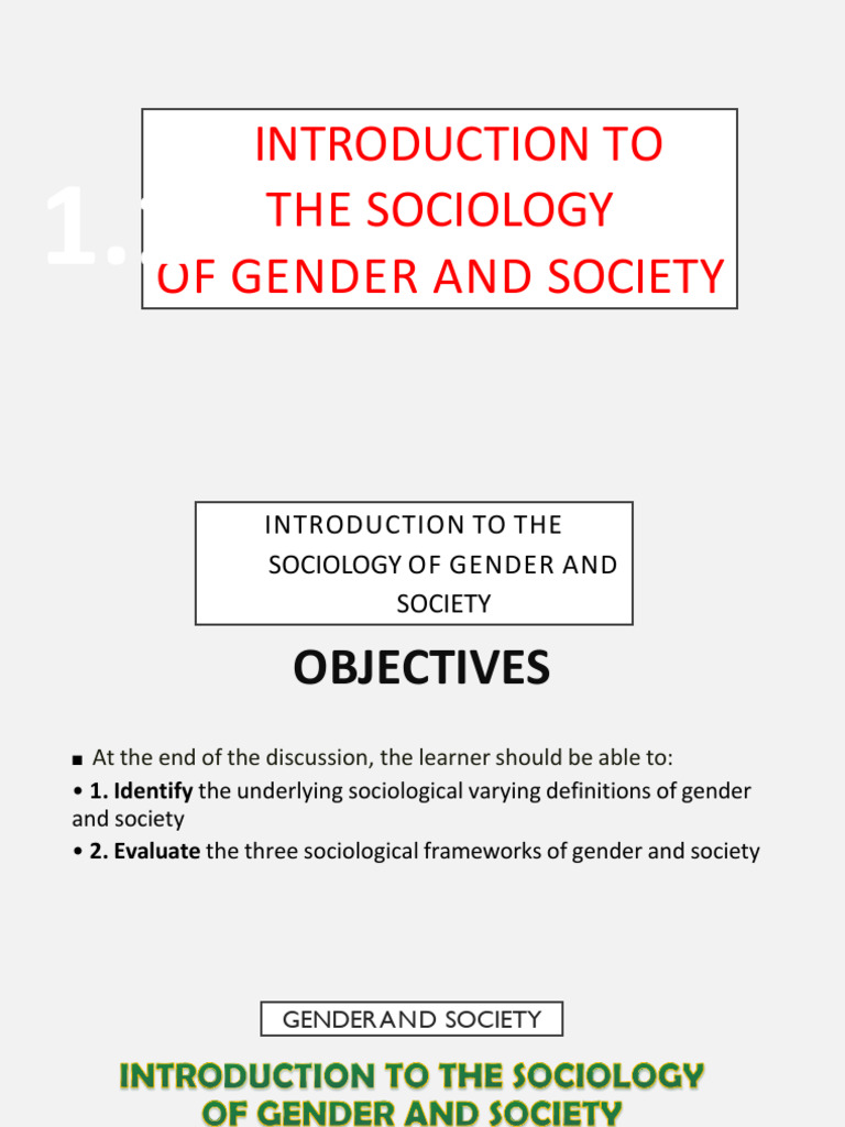 Sociology of Gender: Understanding Society | PDF | Gender | Social Science