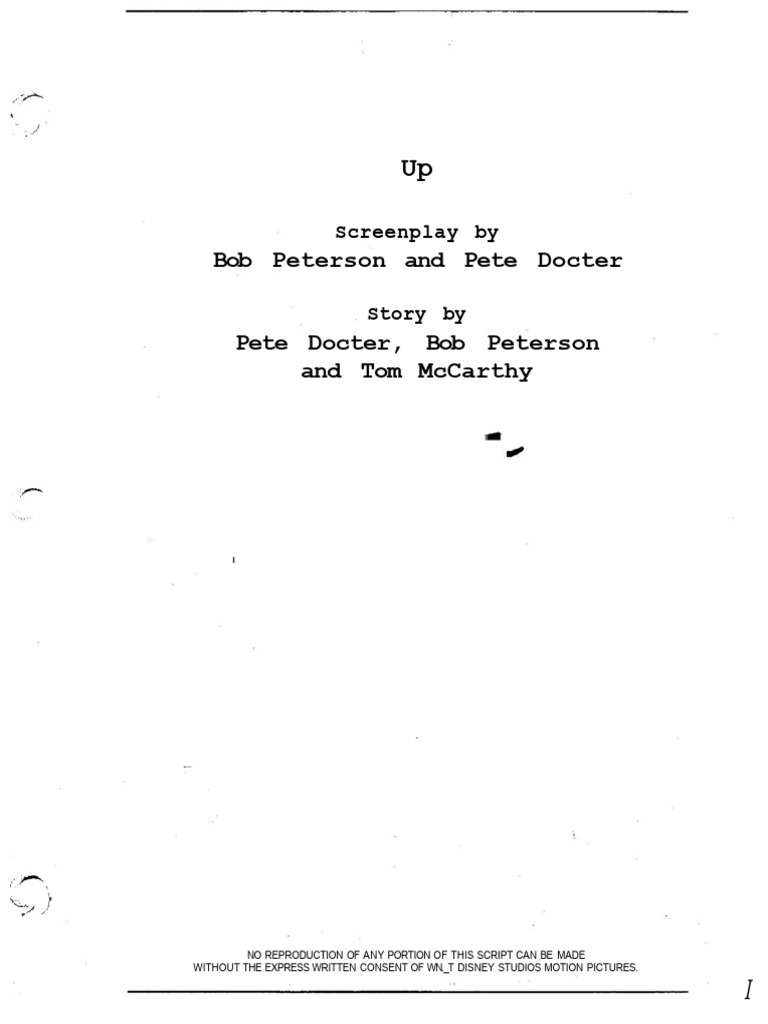 Up 2009 Screenplay by Pete Docter Bob Peterson | PDF