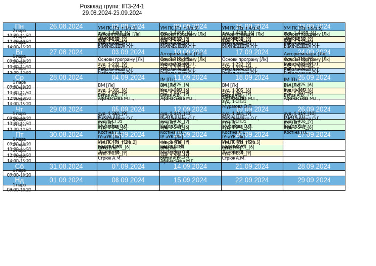 Group Time Table | PDF