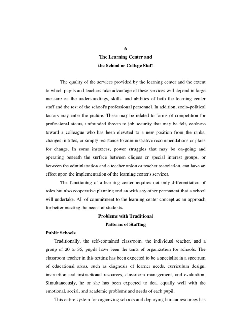 6 The Learning Center and The School or College Staff | PDF | Learning ...