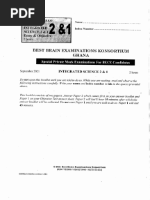 Best Brain Integrated Science Mock Questions and Answers September