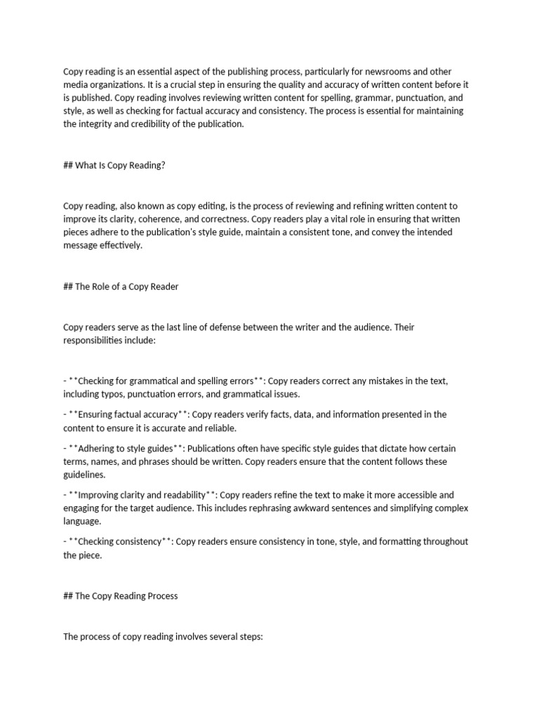 Copy Reading | PDF