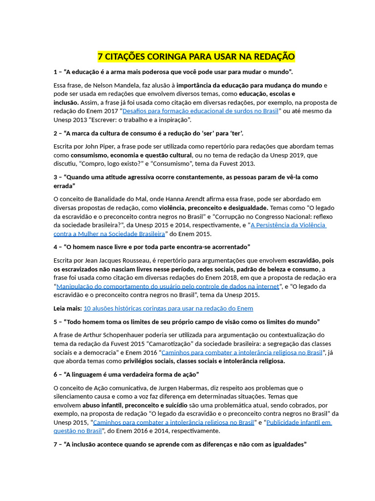 7 Citações Coringa para Usar Na Redação | PDF
