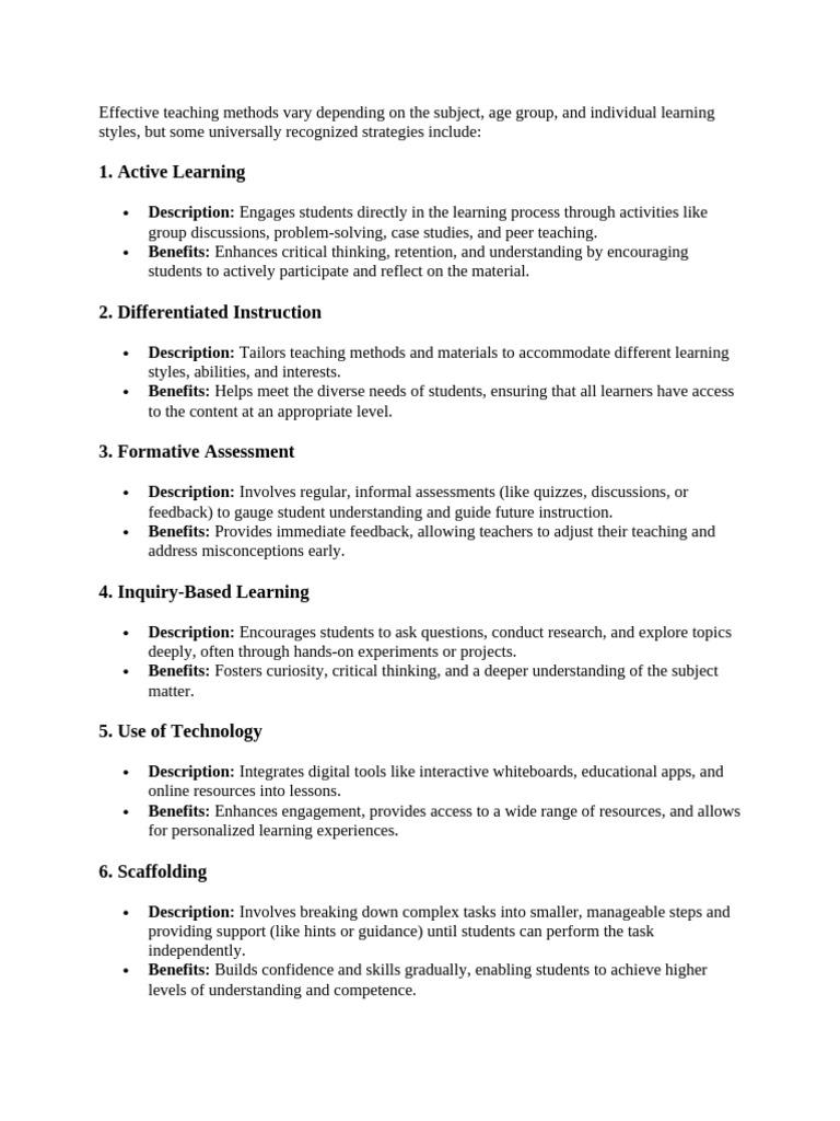Effective Teaching Methods | PDF | Learning | Career & Growth