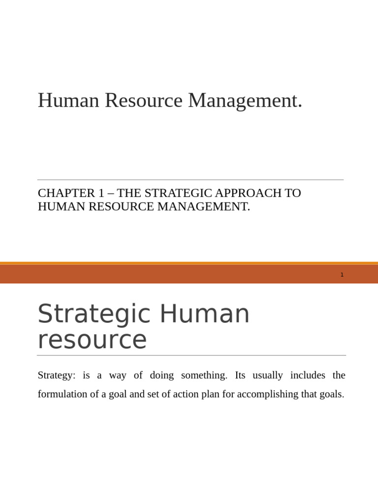 Chapter 1 - The Strategic Approach To HRM | PDF | Human Resource ...