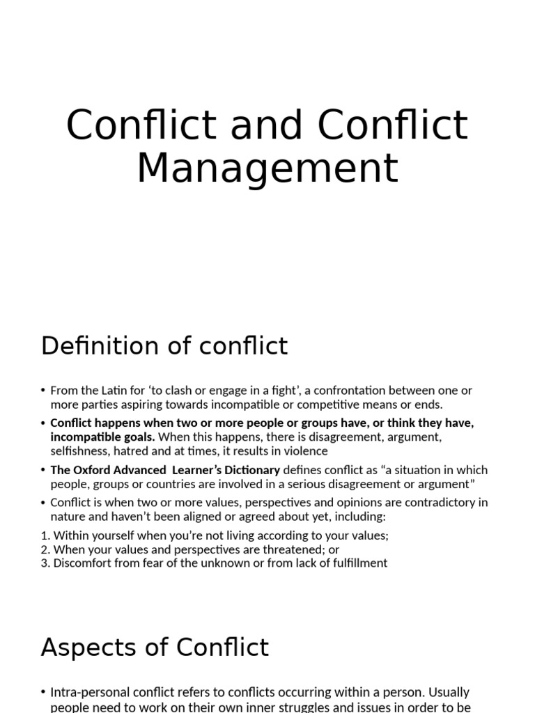 Conflict and Conflict Management | PDF