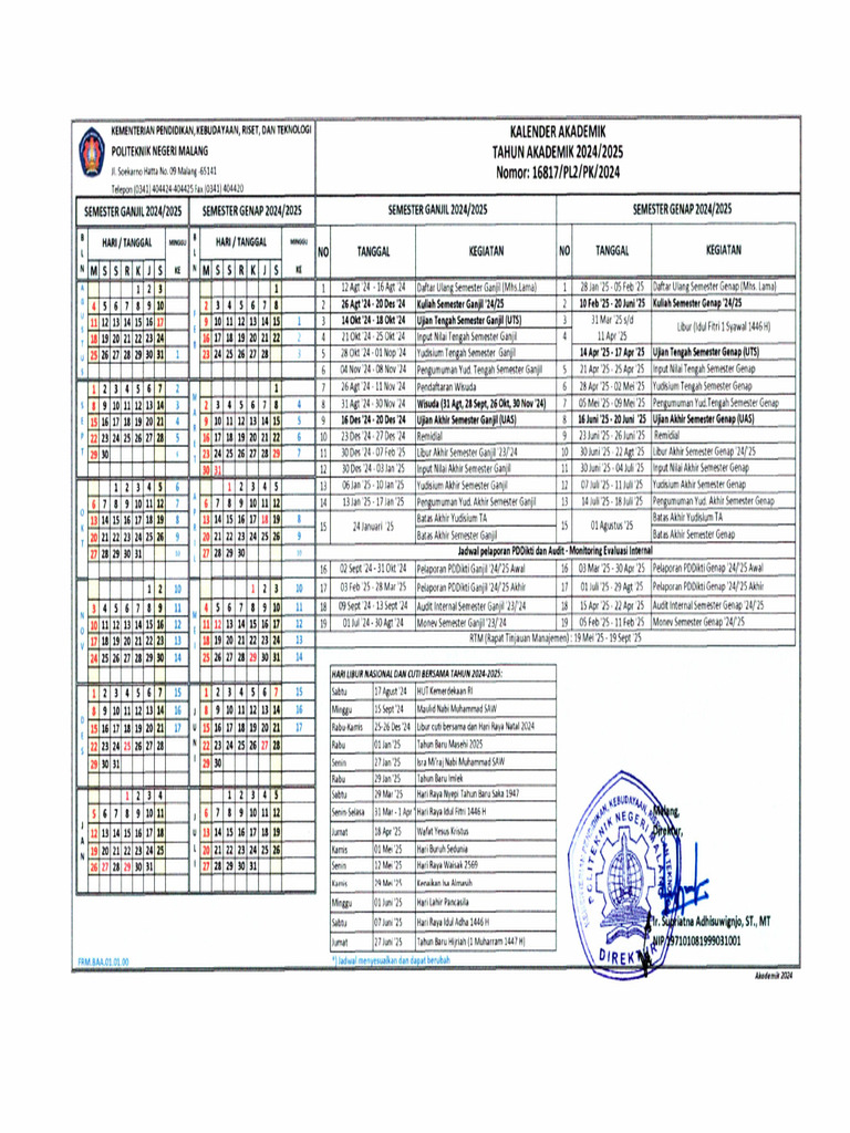 Jadwal Akademik Undip 2024