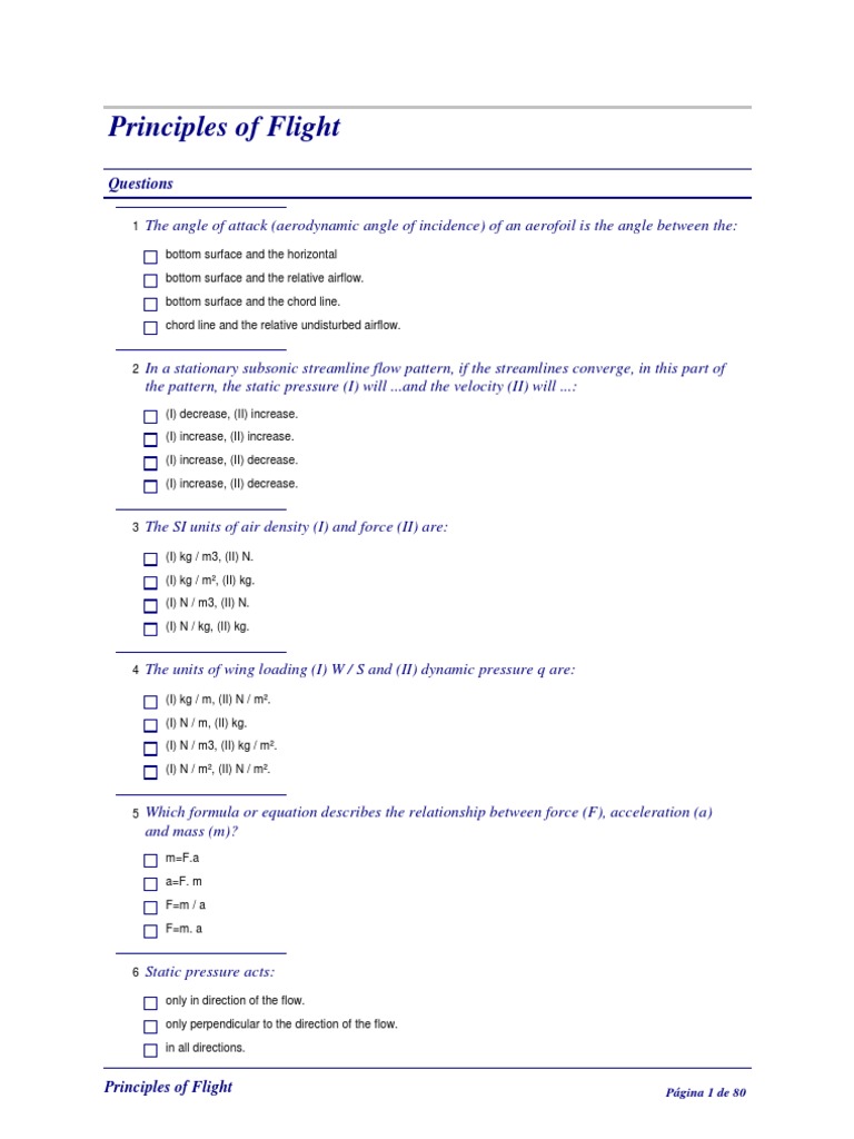 Principles of Flight Exam Questions | PDF | Mach Number | Boundary Layer