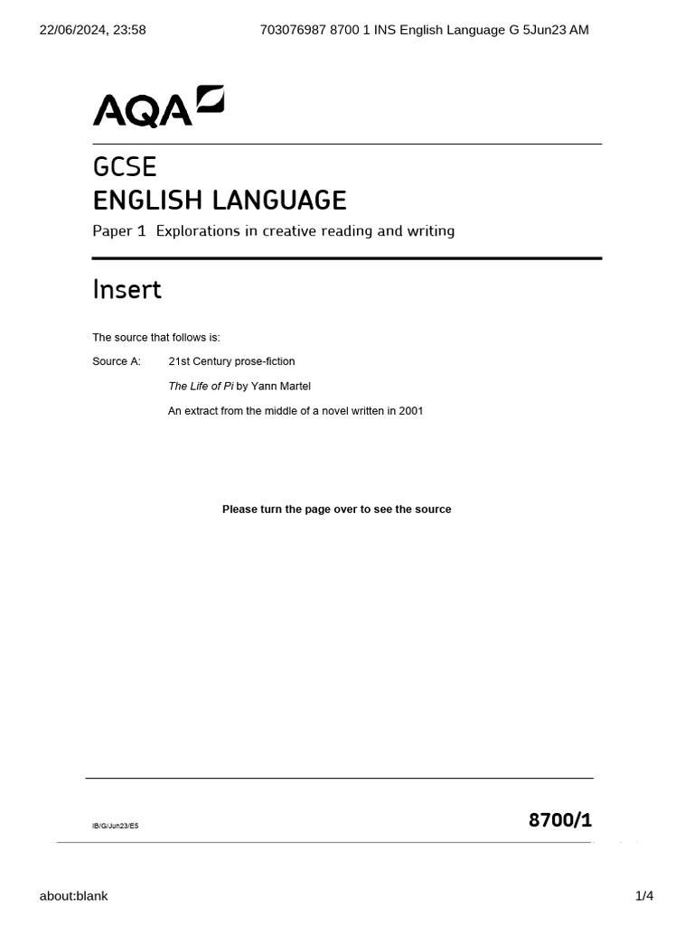 Language Paper 1 Fshfsidfhisdufhsiuhfs | PDF