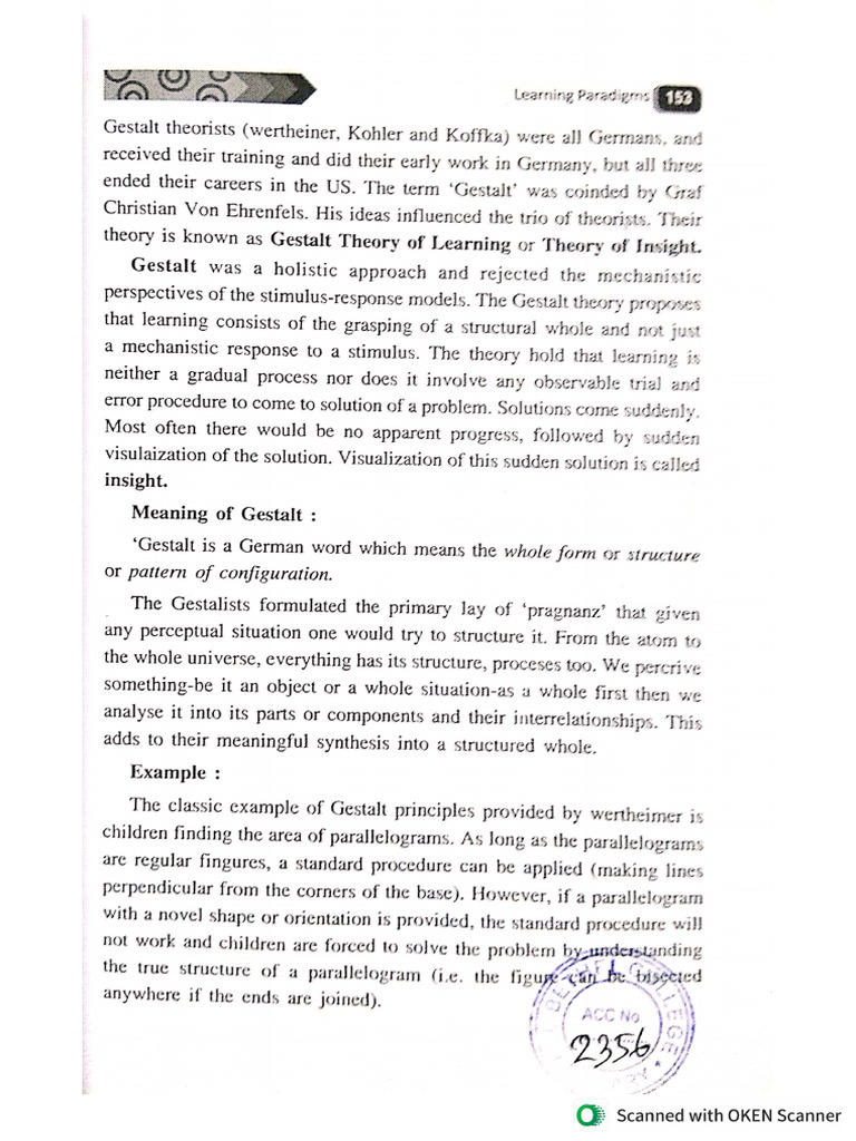 Gestalt Theory Of Learning Examples