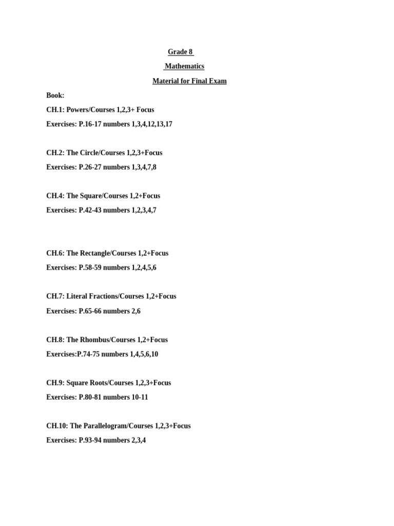 Grade 8 Mathematics Pdf