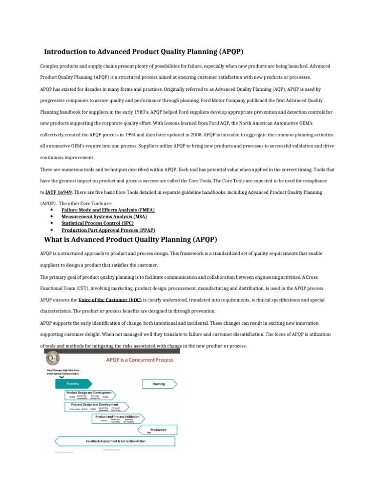Introduction To Advanced Product Quality Planning | PDF