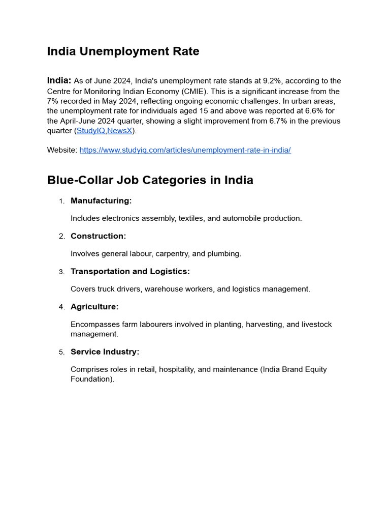 Unemployment Rate and Details (1) | PDF