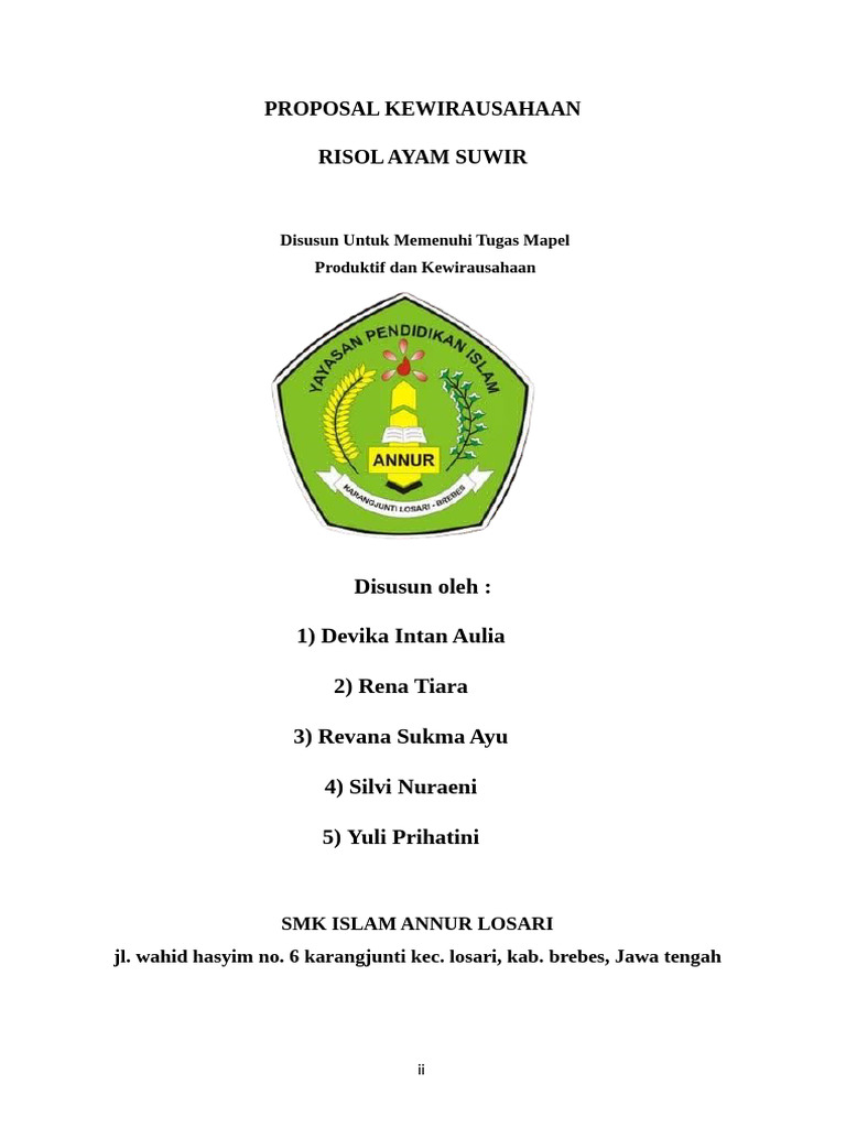 Proposal Usaha Risol Ayam Suwir | PDF