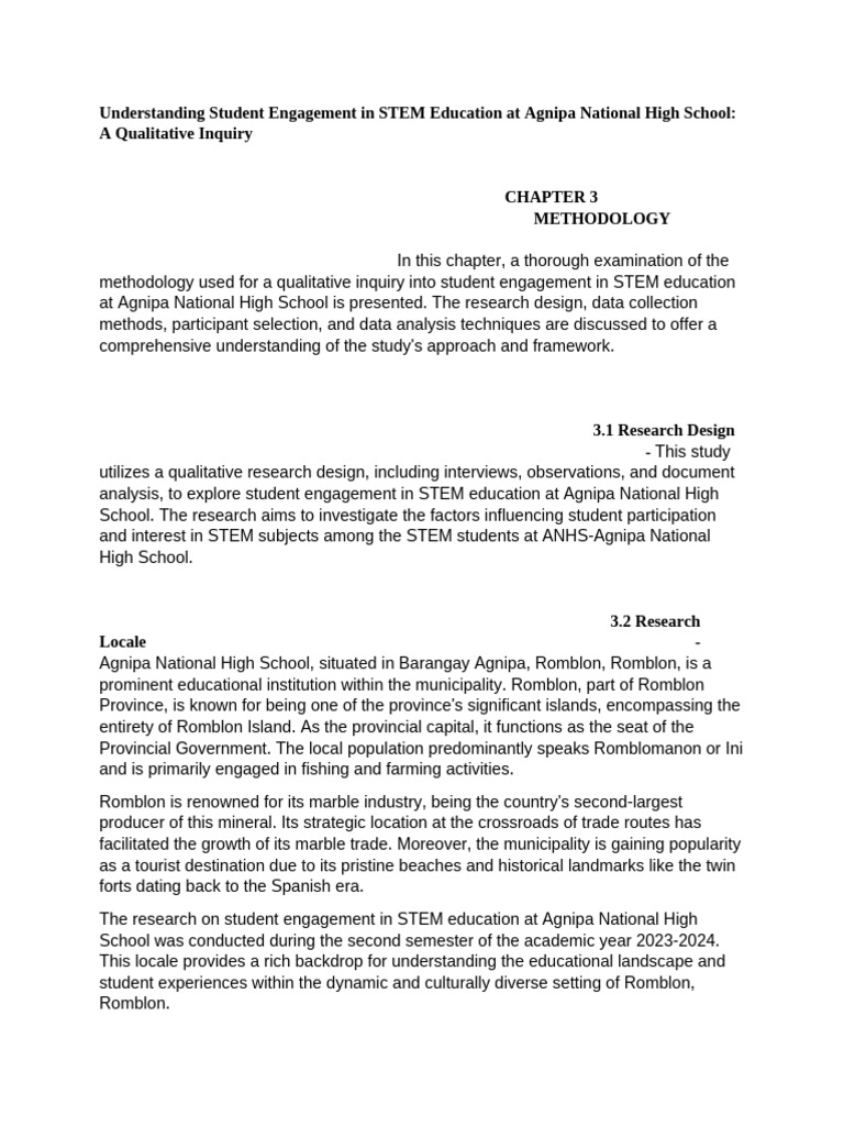 Understanding Student Engagement in STEM Education at Agnipa National ...
