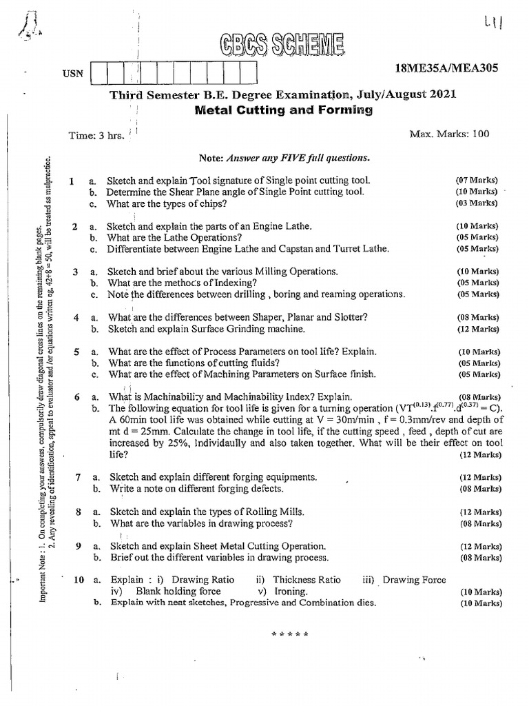 18ME35A Solved-Paper July Aug2021 GMM | PDF