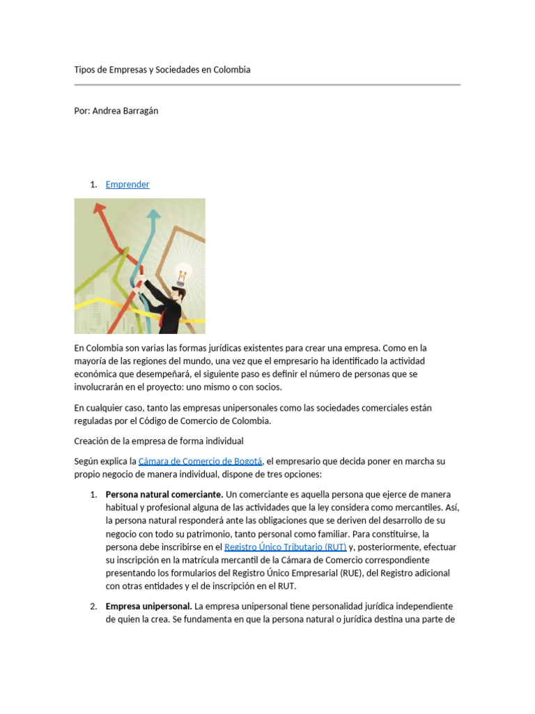 Tipos de Empresas y Sociedades en Colombia SOCIEDADES | PDF | Sociedad ...