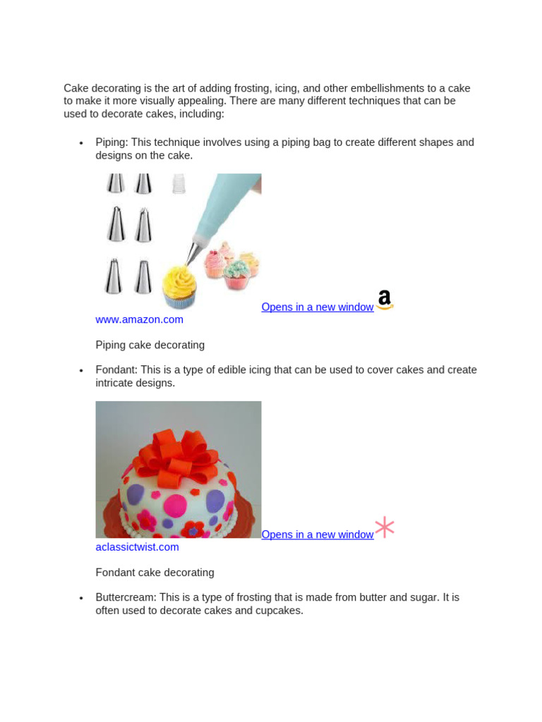 Cake Decorating Is The Art of Adding Frosting | PDF | Cooking, Food & Wine