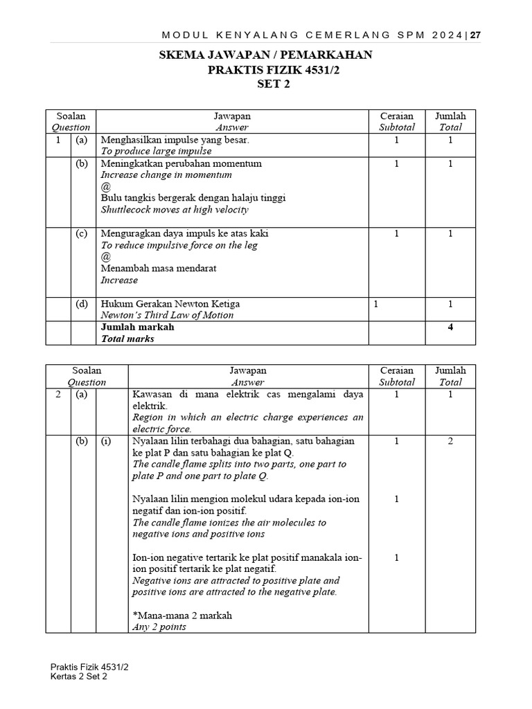 ANswerFIZIK K2 SET 2 | PDF