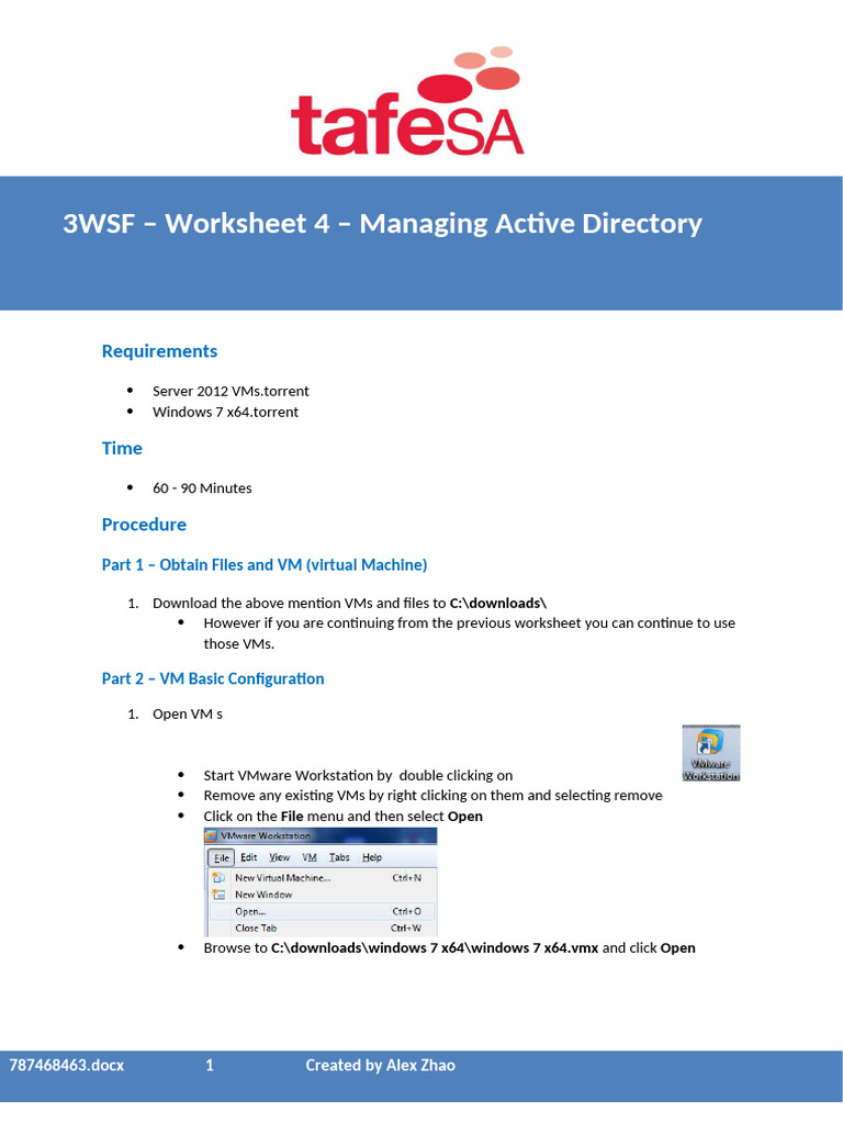 3WSF Worksheet 4 Managing Active Directory 13111103 | PDF