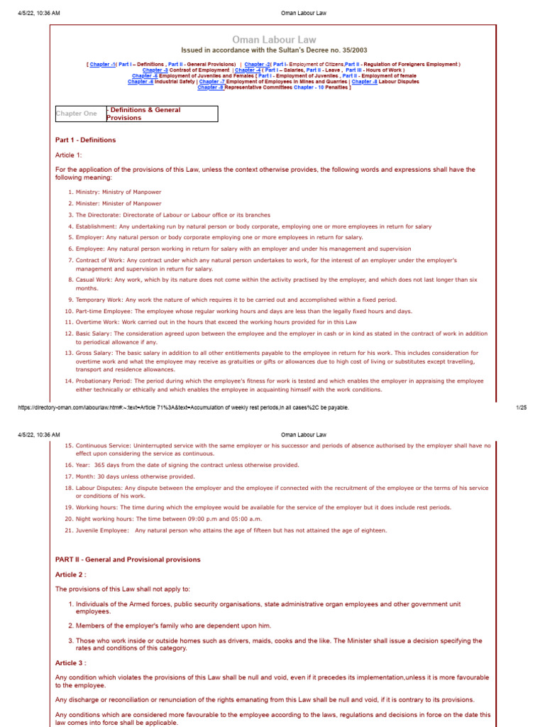 Oman Labour Law | PDF