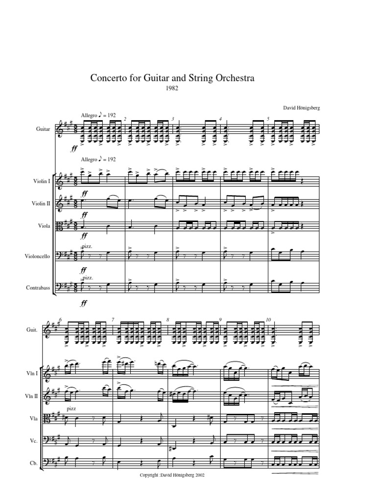 Concerto For Guit and String Orchestra (Hoenigsberg) | PDF | Classical ...