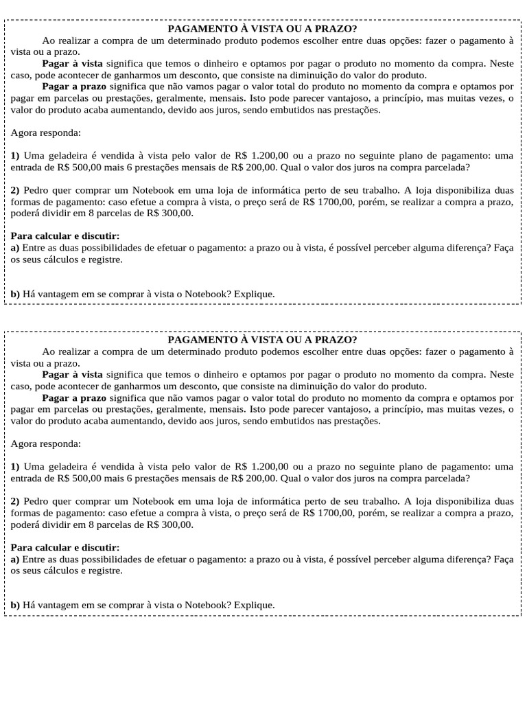 A Vista Ou A Prazo | PDF