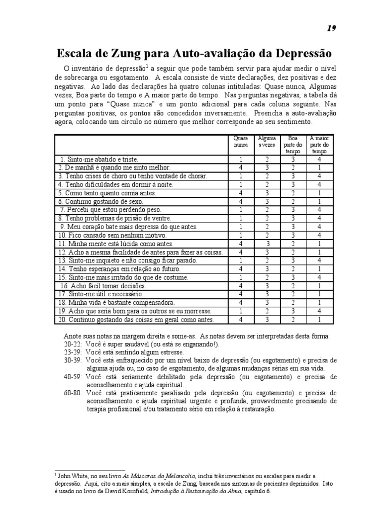 Depressao Questionario Diagnostico