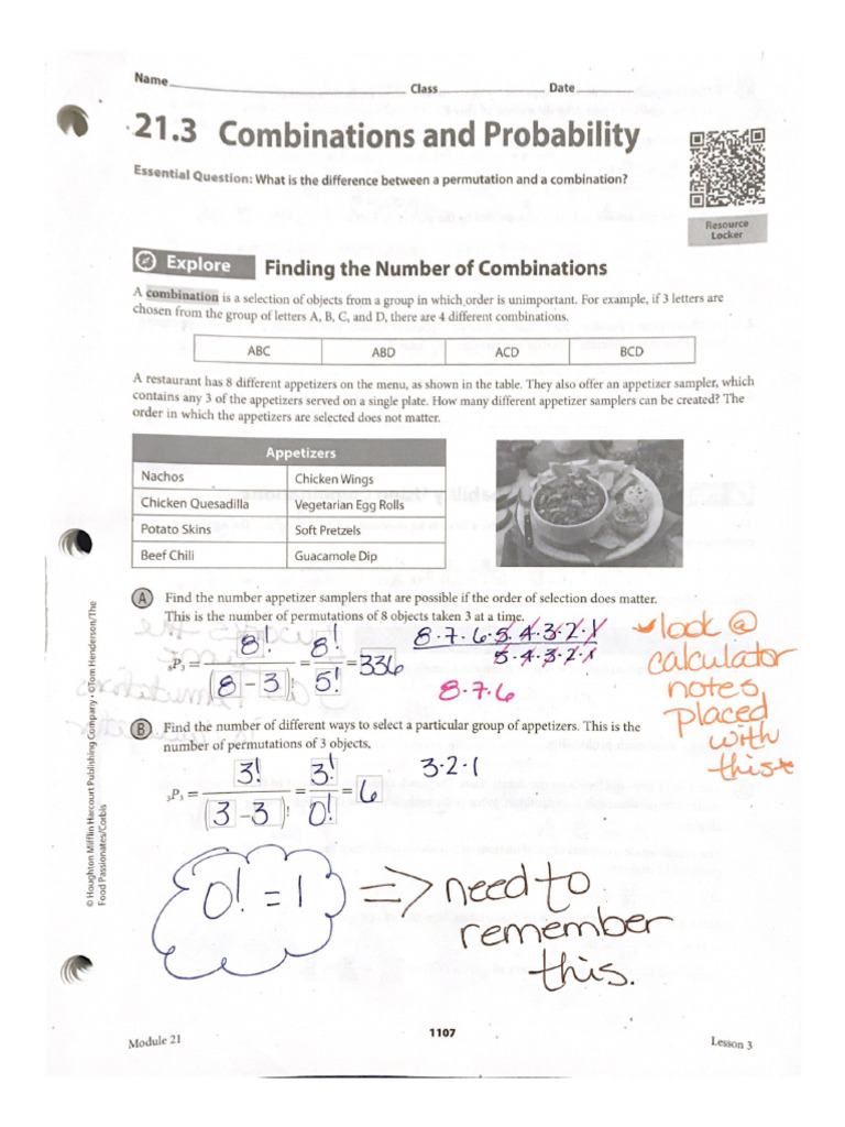 Name. 21.3 Combinations and Probability | PDF