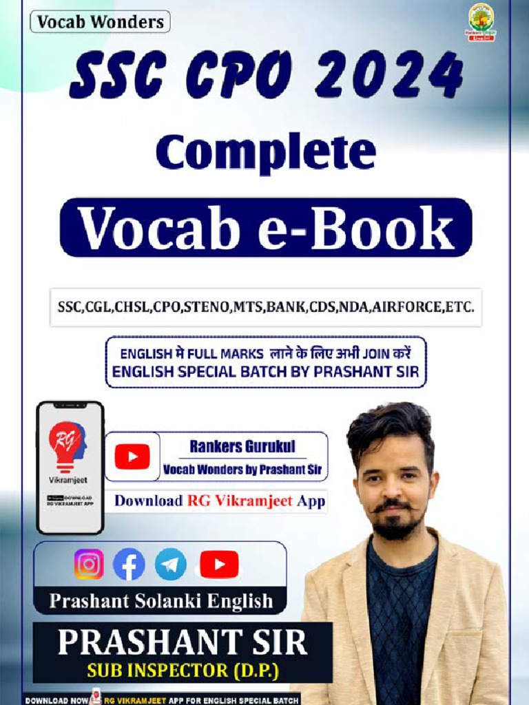SSC CPO Pre 2024 (All Vocab) by Prashant Solanki Sir | PDF