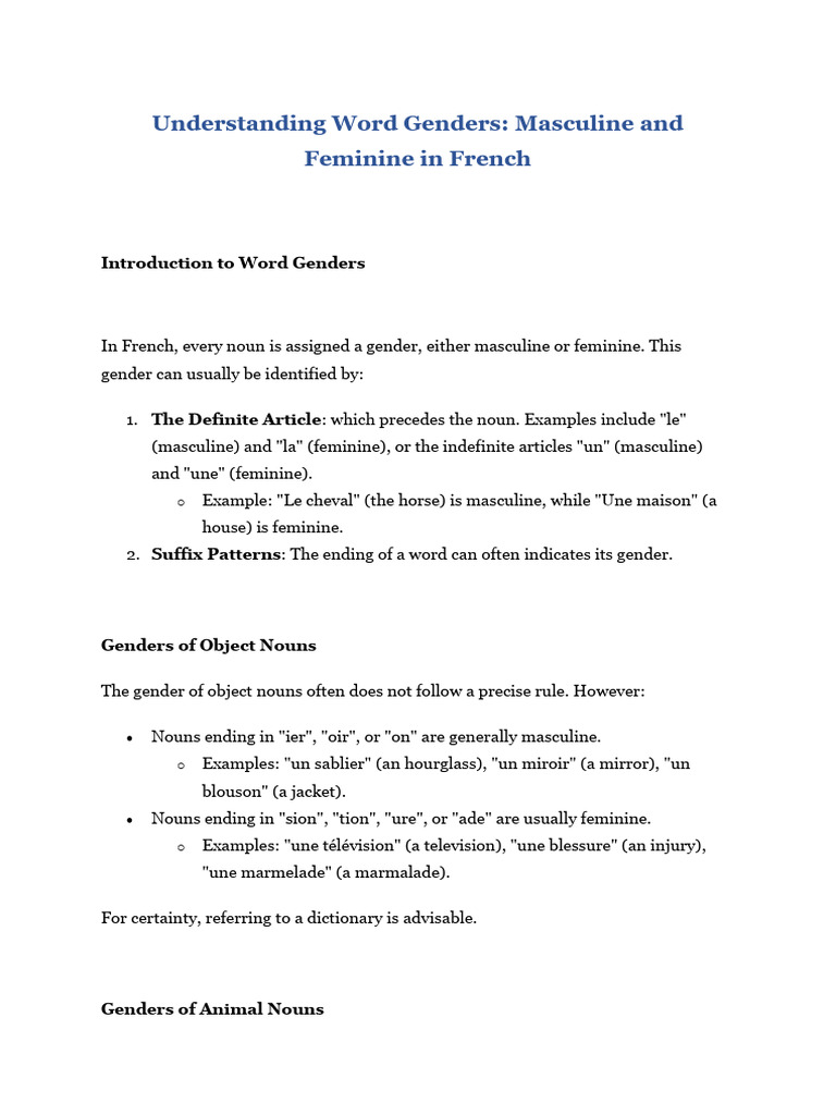 Understanding Word Genders | PDF