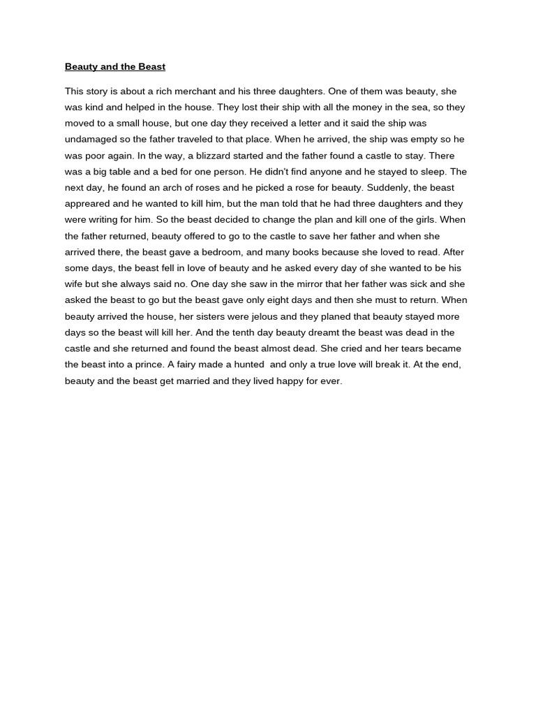 Story Beauty And The Beast Summary
