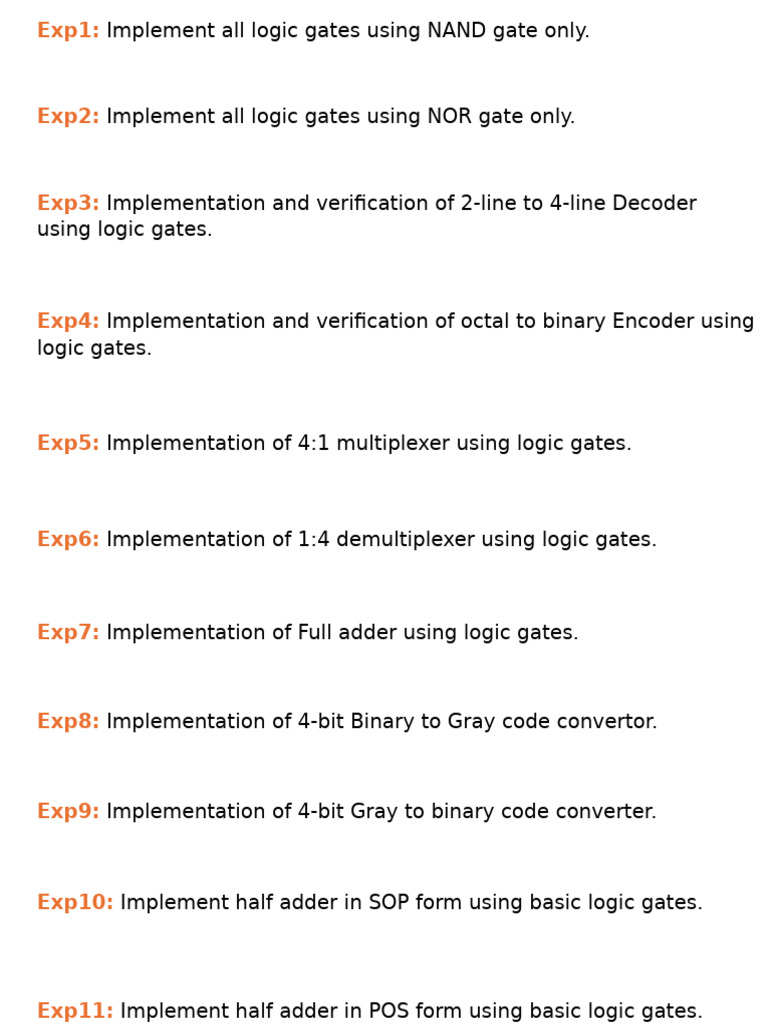DSD Experiment List | PDF