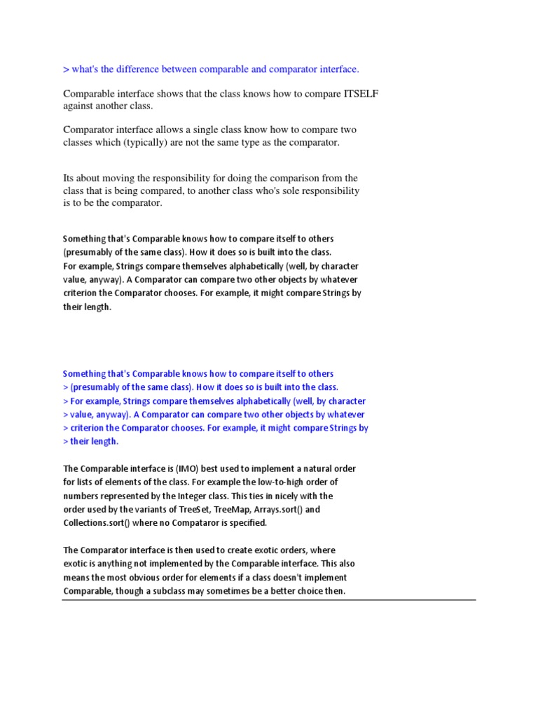 What's The Difference Between Comparable and Comparator Interface PDF