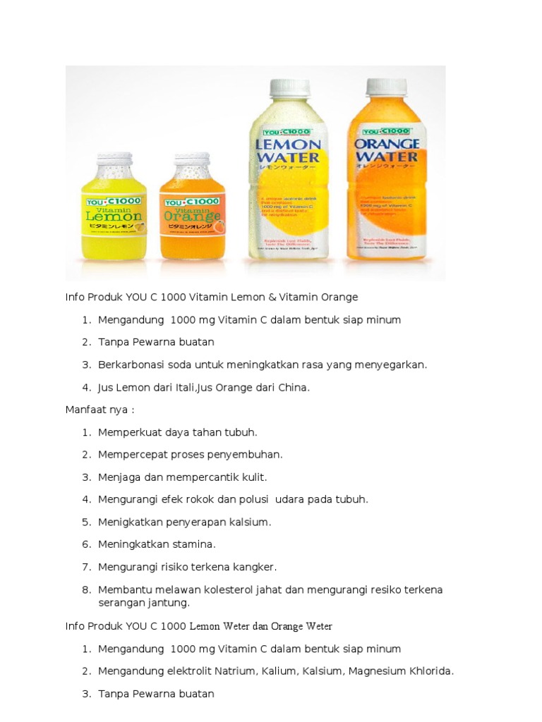 Info Produk You C 1000 Dietary Supplements Essential Nutrients
