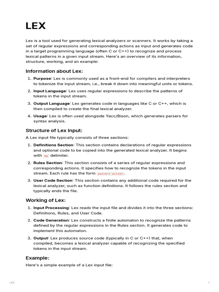 LEX and Yacc | PDF