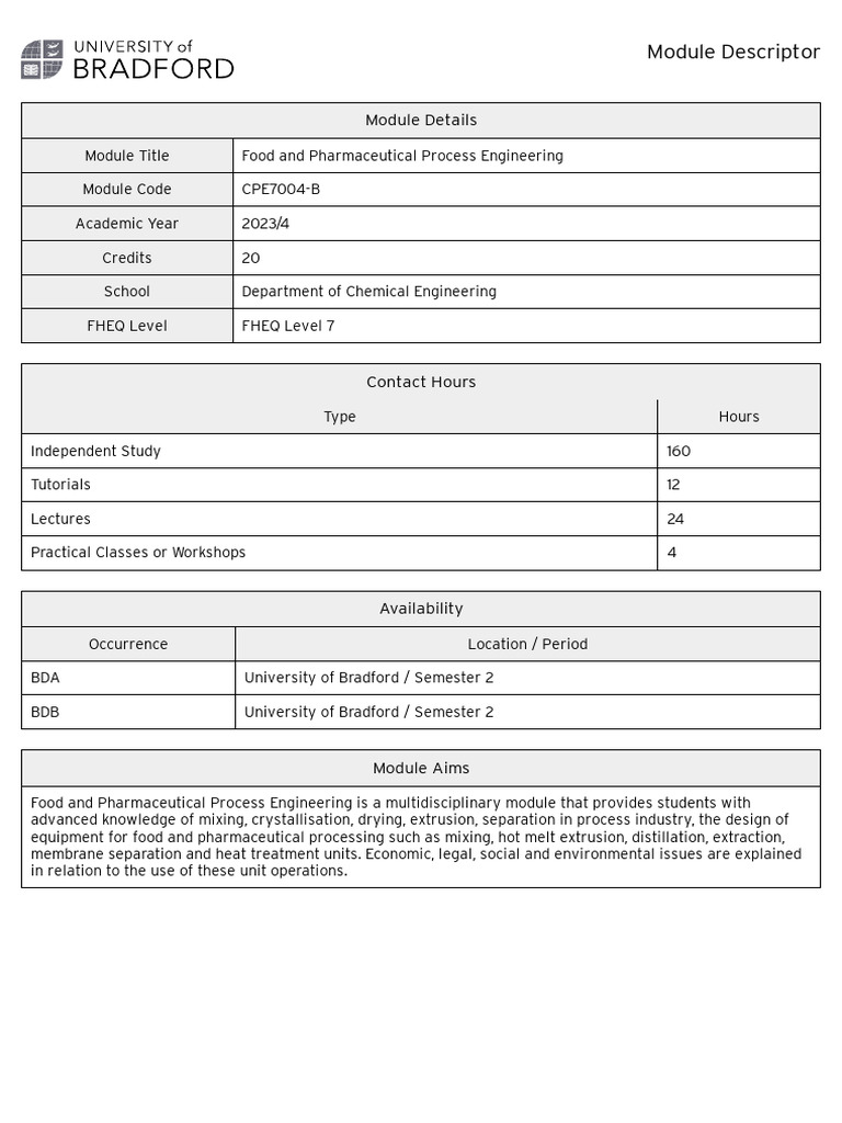 Food and Pharmaceutical Process Engineering | PDF | Simulation ...