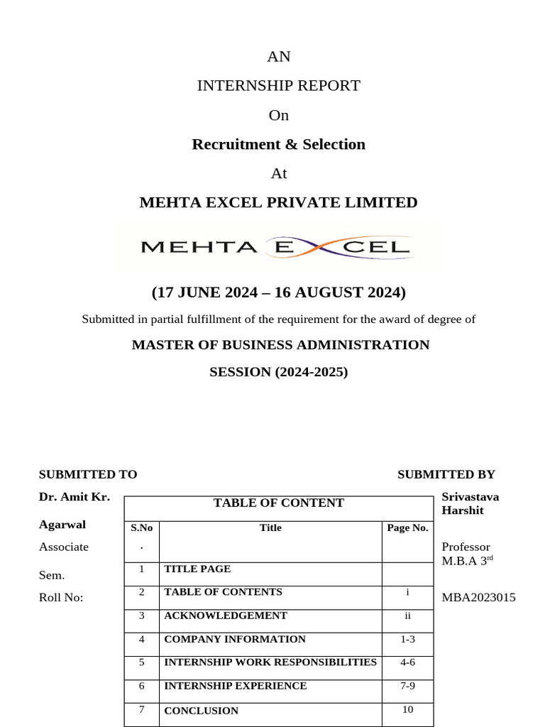 Internship Report on HR Recruitment Process | PDF | Recruitment | Human ...