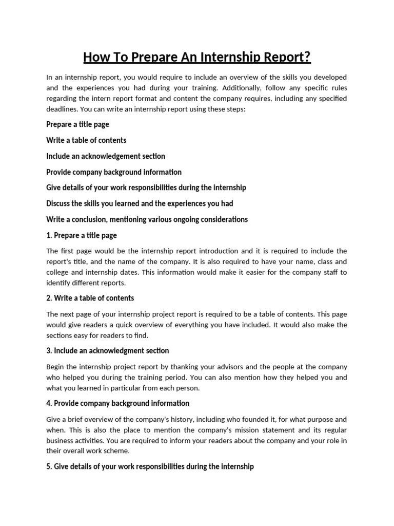 How to Prepare an Internship Report | PDF | Internship | Job Hunting