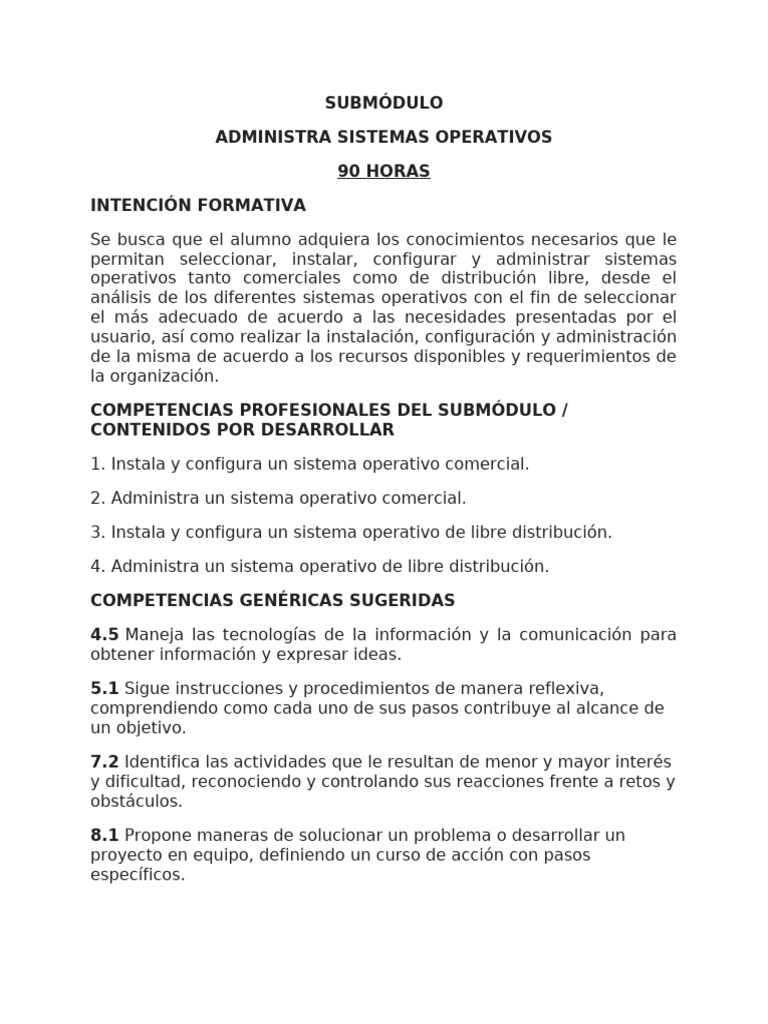 SUBMÓDULO Sistemas Operativos | PDF