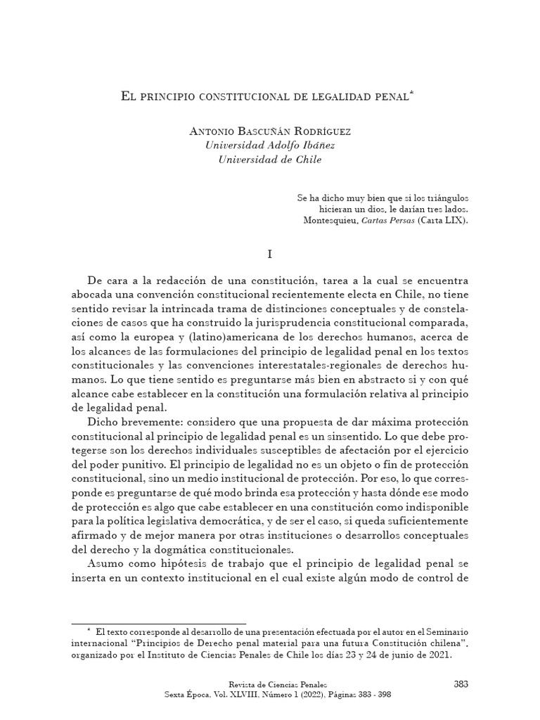 Bascu N El Principio Constitucional de Legalidad | PDF