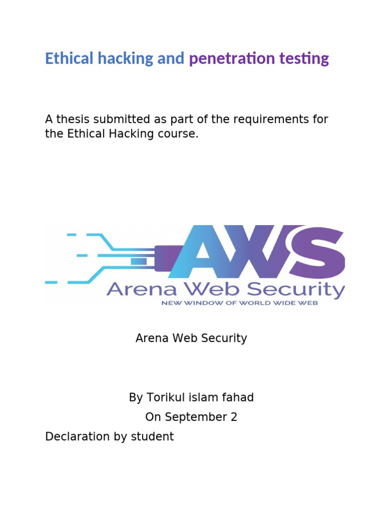 Ethical Hacking and Penetration Testing | PDF | Denial Of Service ...