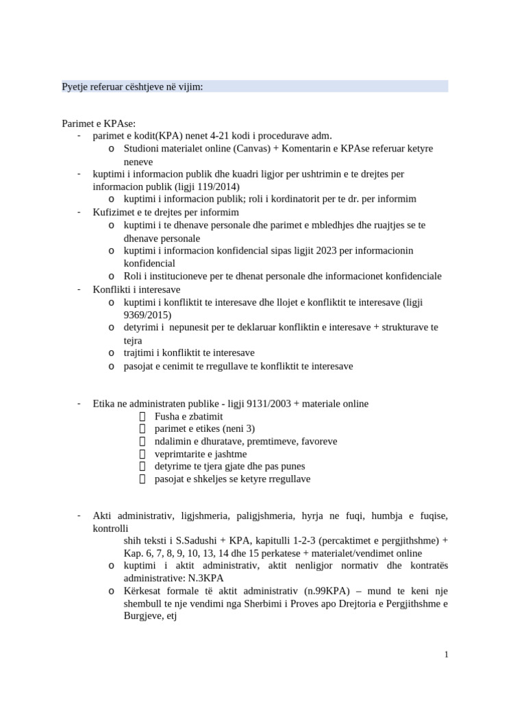Orientim Per Provimin Final - 2024 | PDF