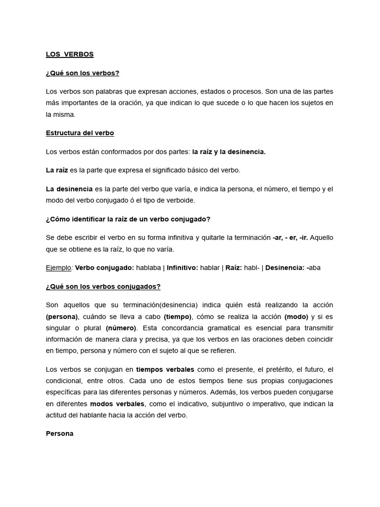 LOS VERBOS 6ro | PDF | Linguistic Morphology | Grammatical Conjugation