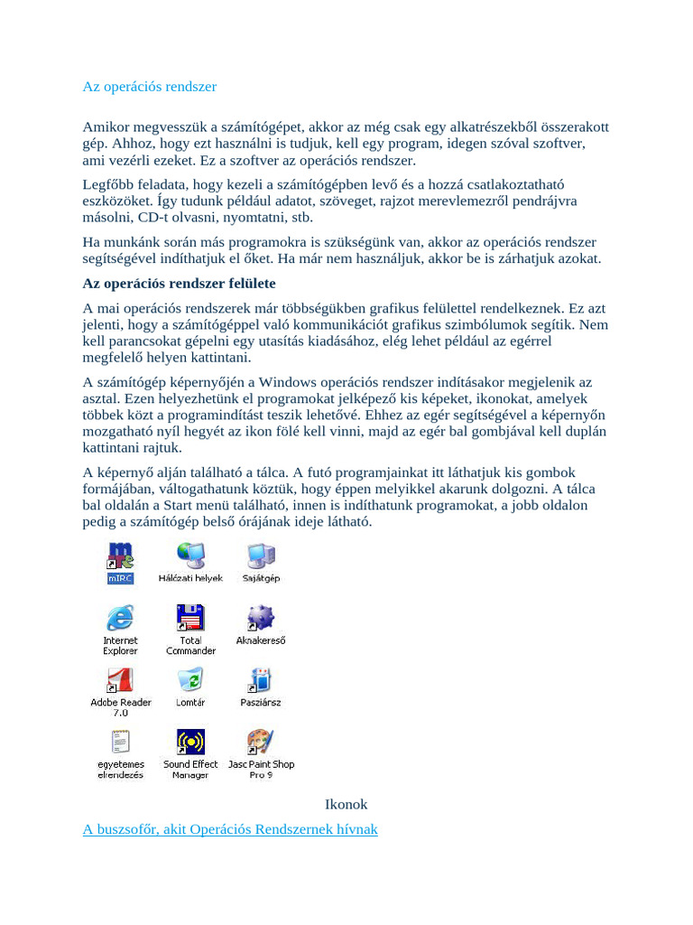 Az Operációs Rendszer | PDF
