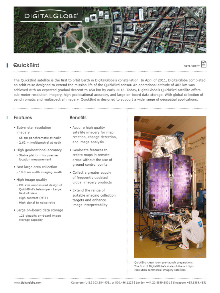 QuickBird Satellite Features & Specs | PDF | Flight | Astronautics